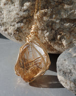 Load image into Gallery viewer, big sphere golden rutilated quartz pendant