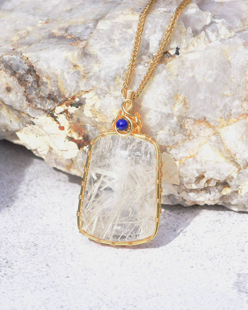 snowflake white rutilated quartz pendant