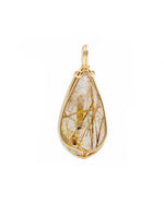 Load image into Gallery viewer, medium teardrop golden rutilated quartz pendant