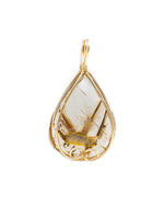 Load image into Gallery viewer, droplet golden rutilated quartz pendant