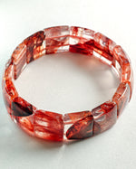 Load image into Gallery viewer, Hematoid Quartz Bracelet (Red Square Cut) on a white background
