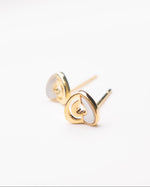 Load image into Gallery viewer, Golden Heart to Heart Stud Earrings