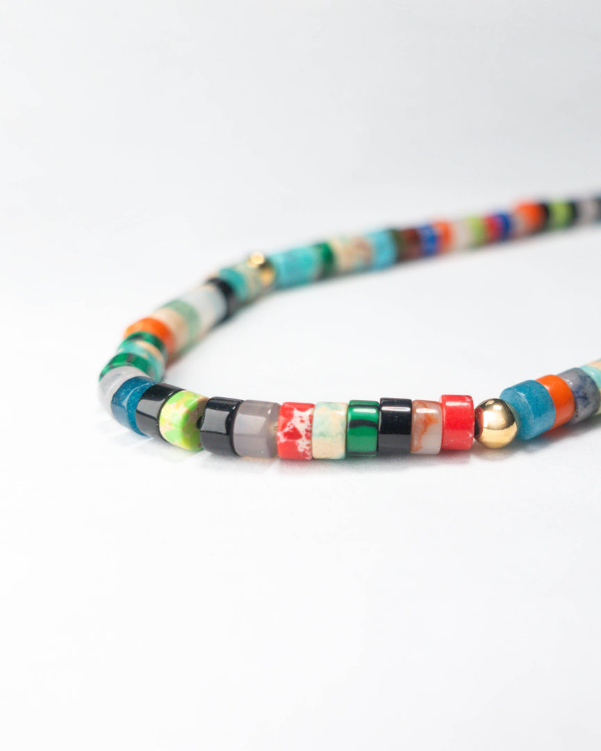 Rainbow Line Stone Necklace
