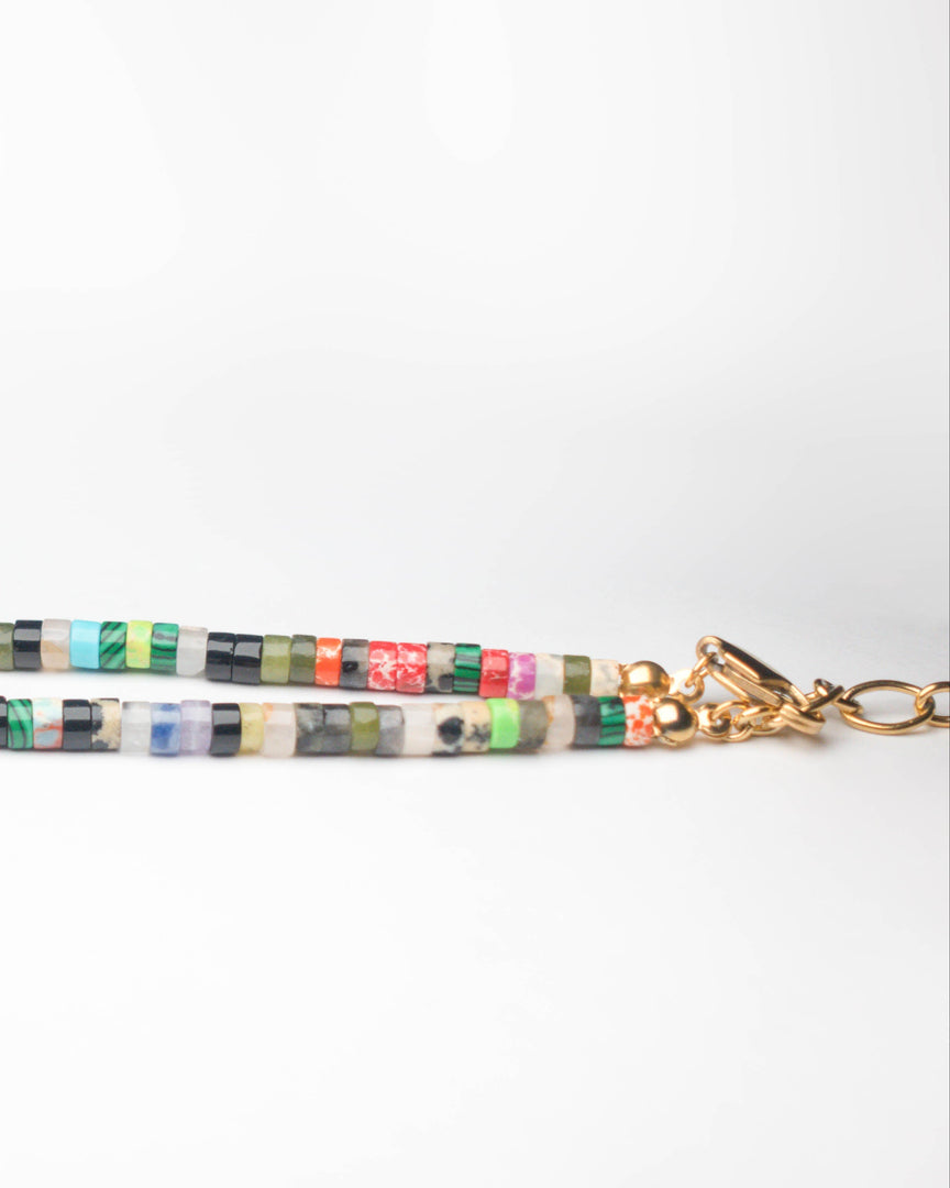 Rainbow Line Stone Necklace