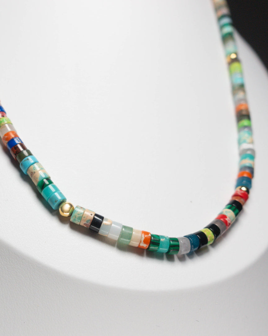 Rainbow Line Stone Necklace