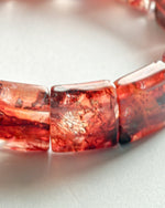 Load image into Gallery viewer, Red Hematoid Quartz Square Bracelet