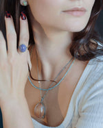 Load image into Gallery viewer, “rabbit hair” quartz pendant in silver setting