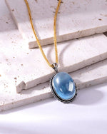 Load image into Gallery viewer, vintage natural aquamarine silver pendant