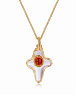Load image into Gallery viewer, Clear Quartz Cross Pendant with Red Garnet