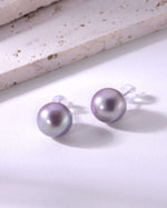 Load image into Gallery viewer, 11mm metallic grey freshwater pearl stud earrings