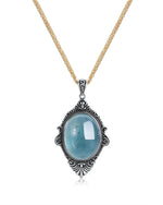 Load image into Gallery viewer, vintage natural aquamarine silver pendant