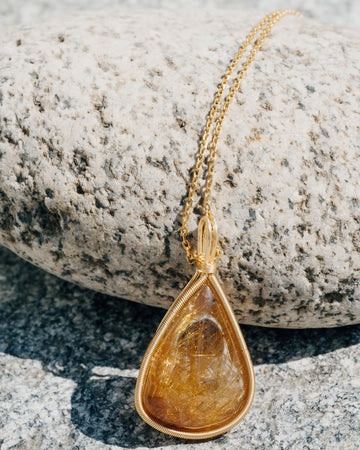 droplet golden rutilated quartz pendant