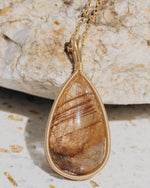 Load image into Gallery viewer, teardrop brown rutilated quartz pendant
