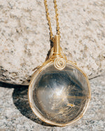 Load image into Gallery viewer, mirror golden rutilated quartz pendant
