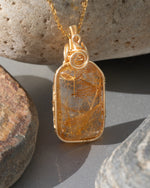 Load image into Gallery viewer, medium golden rutilated quartz amulet pendant
