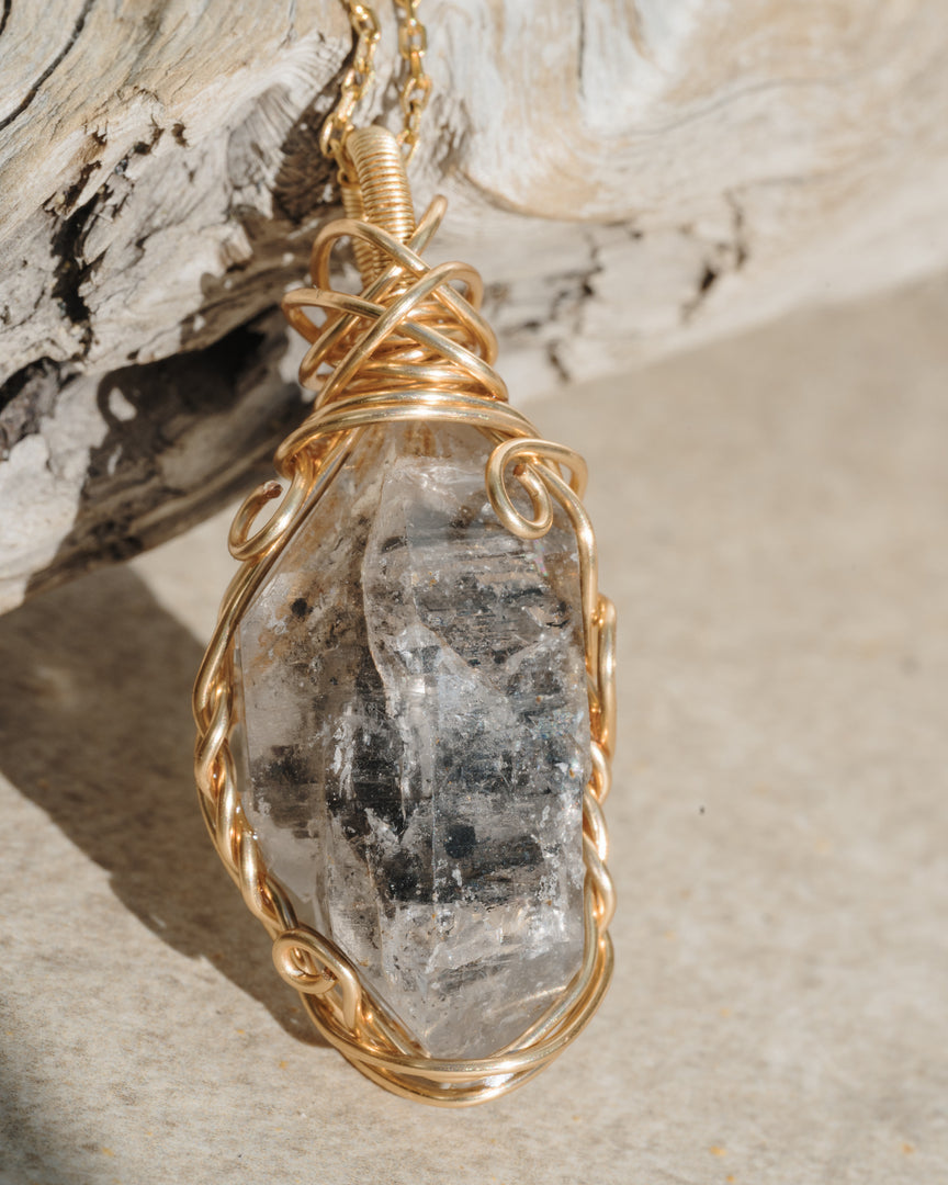 double pointed herkimer diamond pendant