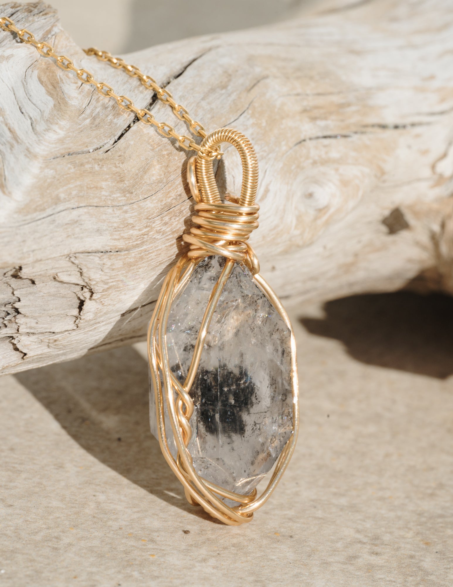 double pointed herkimer diamond pendant