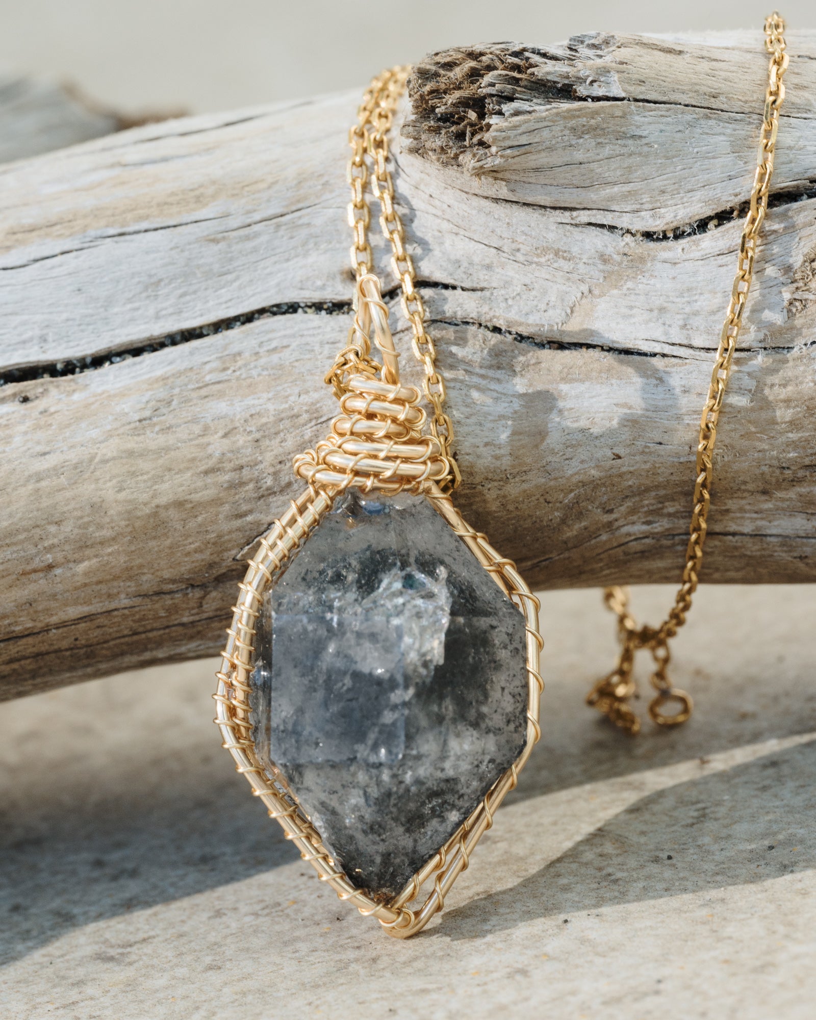 double pointed herkimer diamond pendant