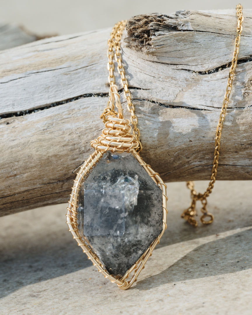 double pointed herkimer diamond pendant