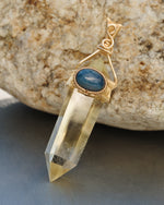 Load image into Gallery viewer, thin double pointed citrine pendant
