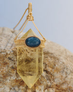 Load image into Gallery viewer, chubby double pointed citrine pendant
