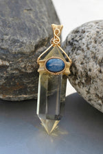 Load image into Gallery viewer, thin double pointed citrine pendant
