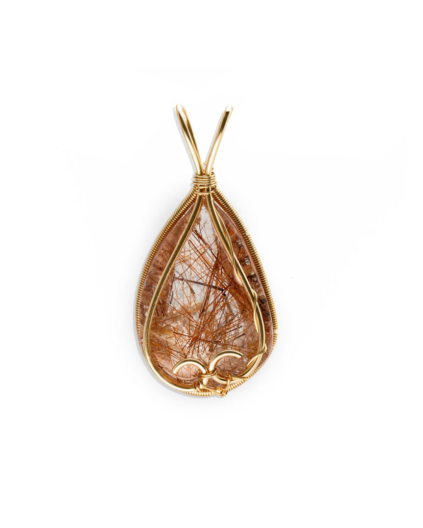 teardrop red rutilated quartz pendant