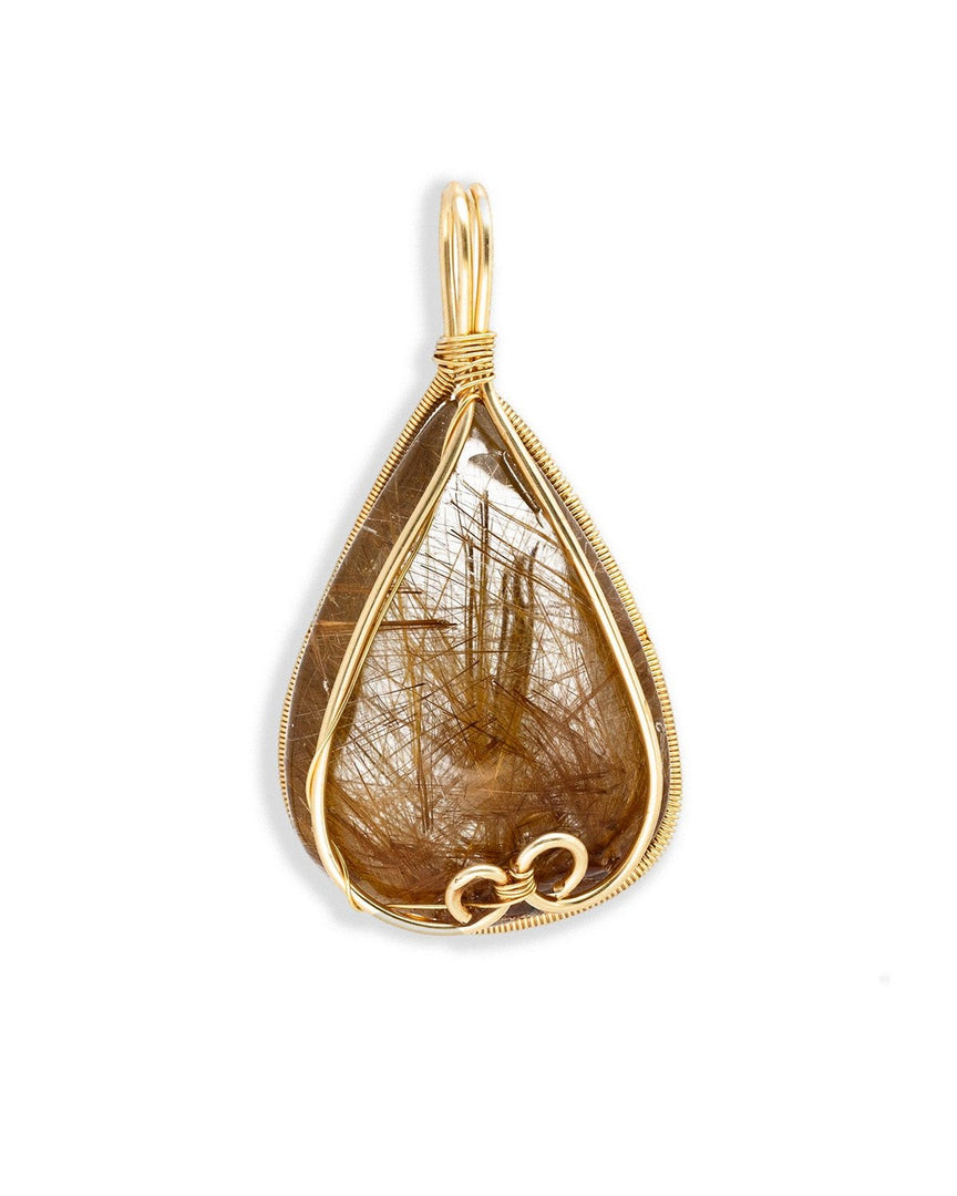 droplet golden rutilated quartz pendant