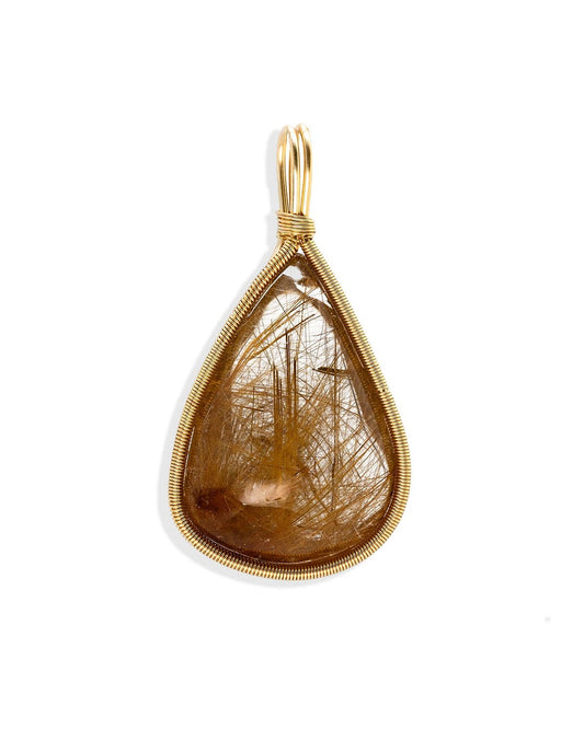 droplet golden rutilated quartz pendant