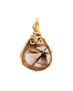 Load image into Gallery viewer, droplet brown rutilated quartz pendant
