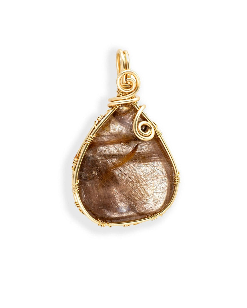 droplet brown rutilated quartz pendant