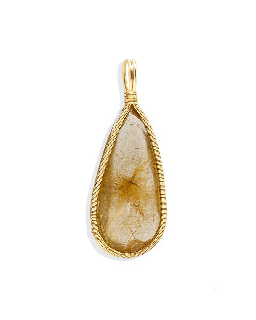 medium teardrop golden rutilated quartz pendant