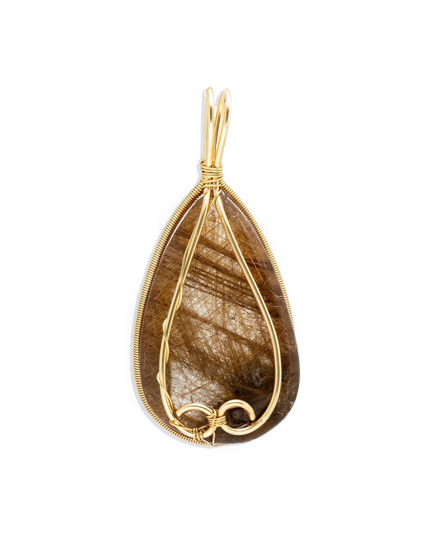 teardrop brown rutilated quartz pendant