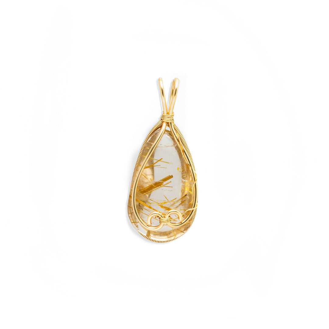 small teardrop golden rutilated quartz pendant