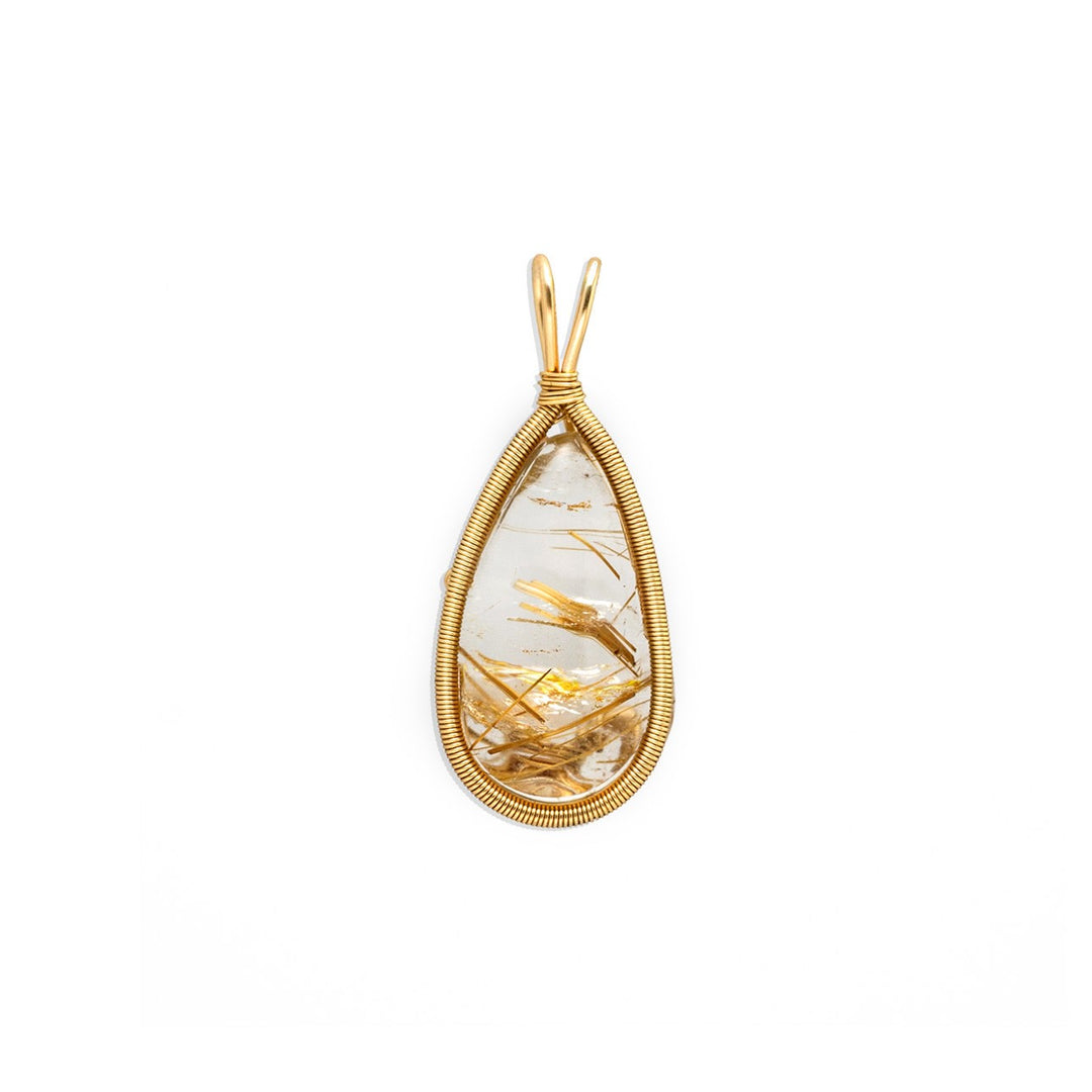 small teardrop golden rutilated quartz pendant