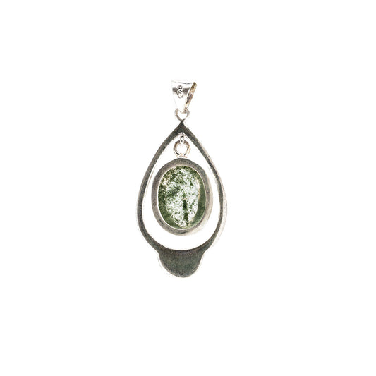 teardrop phantom quartz pendant in silver setting