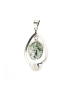 Load image into Gallery viewer, teardrop phantom quartz pendant in silver setting
