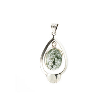 teardrop phantom quartz pendant in silver setting