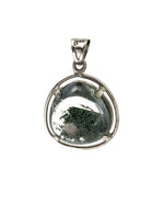 Load image into Gallery viewer, round phantom quartz pendant in silver setting
