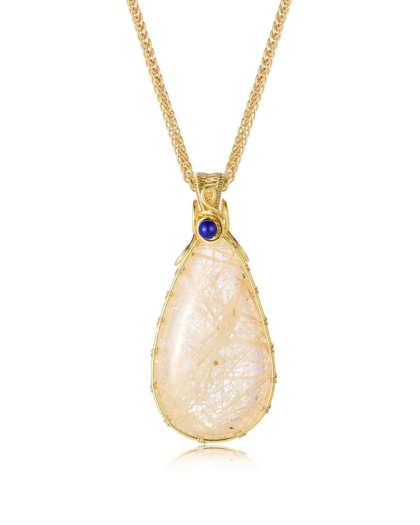 teardrop white rutilated quartz pendant