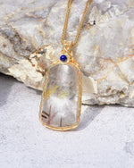 Load image into Gallery viewer, rainbow red rutilated quartz amulet pendant
