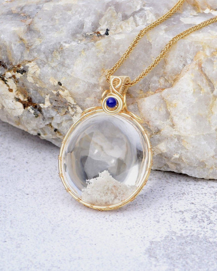 oval white seabed world phantom quartz pendant