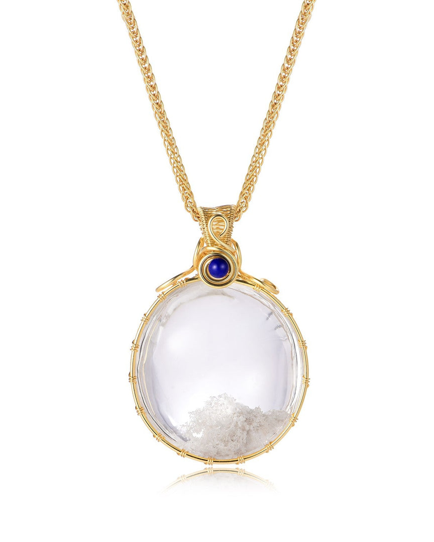 oval white seabed world phantom quartz pendant