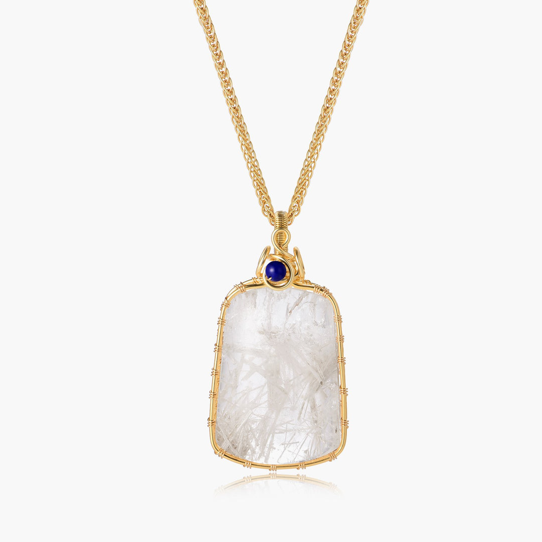 snowflake white rutilated quartz pendant