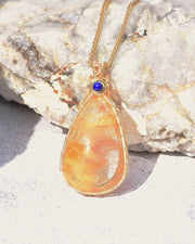 medium teardrop gold rutilated quartz pendant