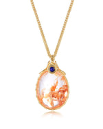 Load image into Gallery viewer, fire flakes oval hematoid quartz pendant
