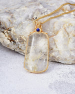 Load image into Gallery viewer, large clear rutilated quartz pendant
