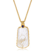 Load image into Gallery viewer, large clear rutilated quartz pendant
