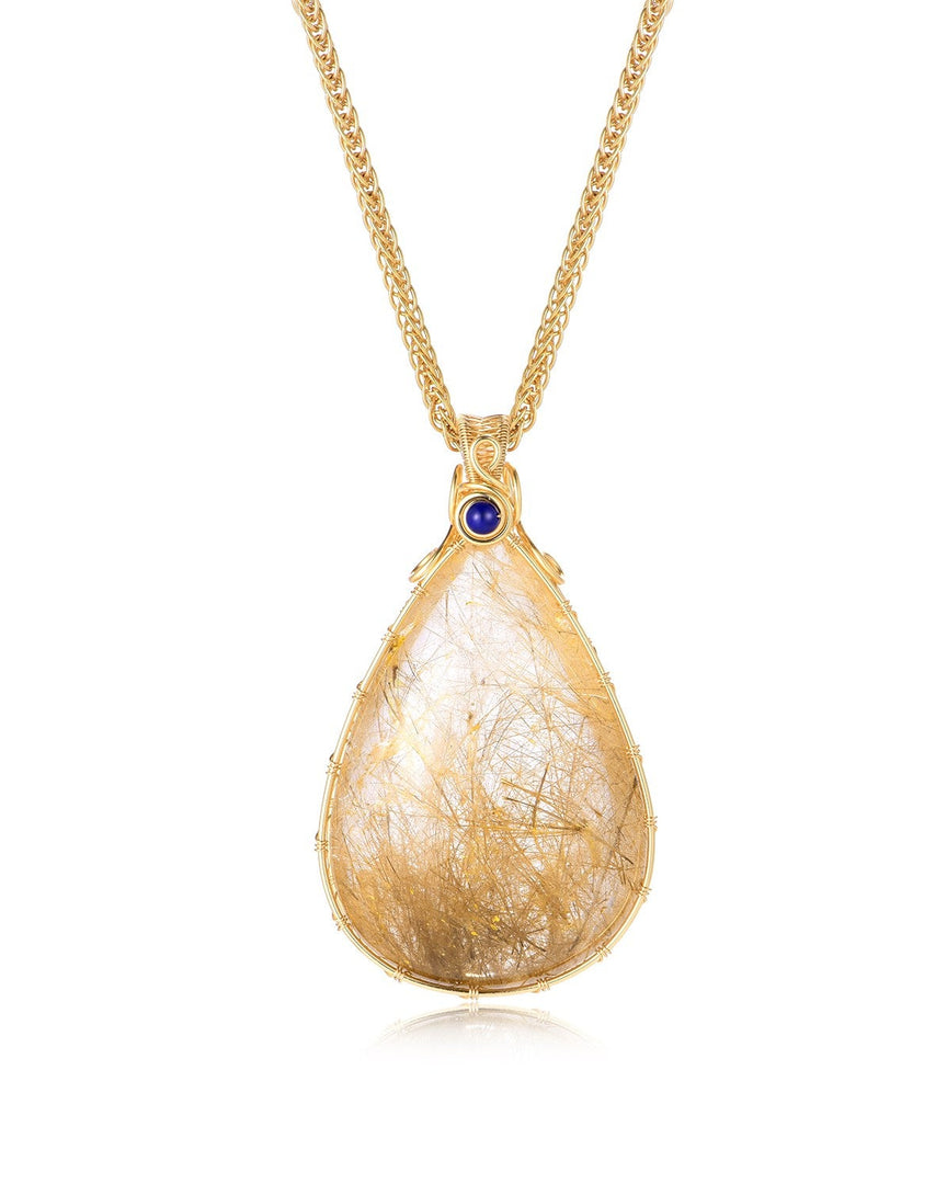 large teardrop golden rutilated quartz pendant