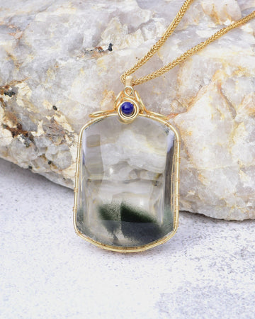 water clear green phantom quartz pendant